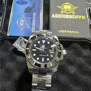 Men's Black Silver Watch